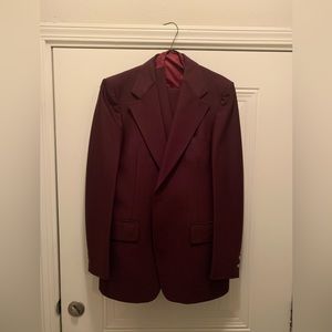 Three piece burgundy vintage suit size 42